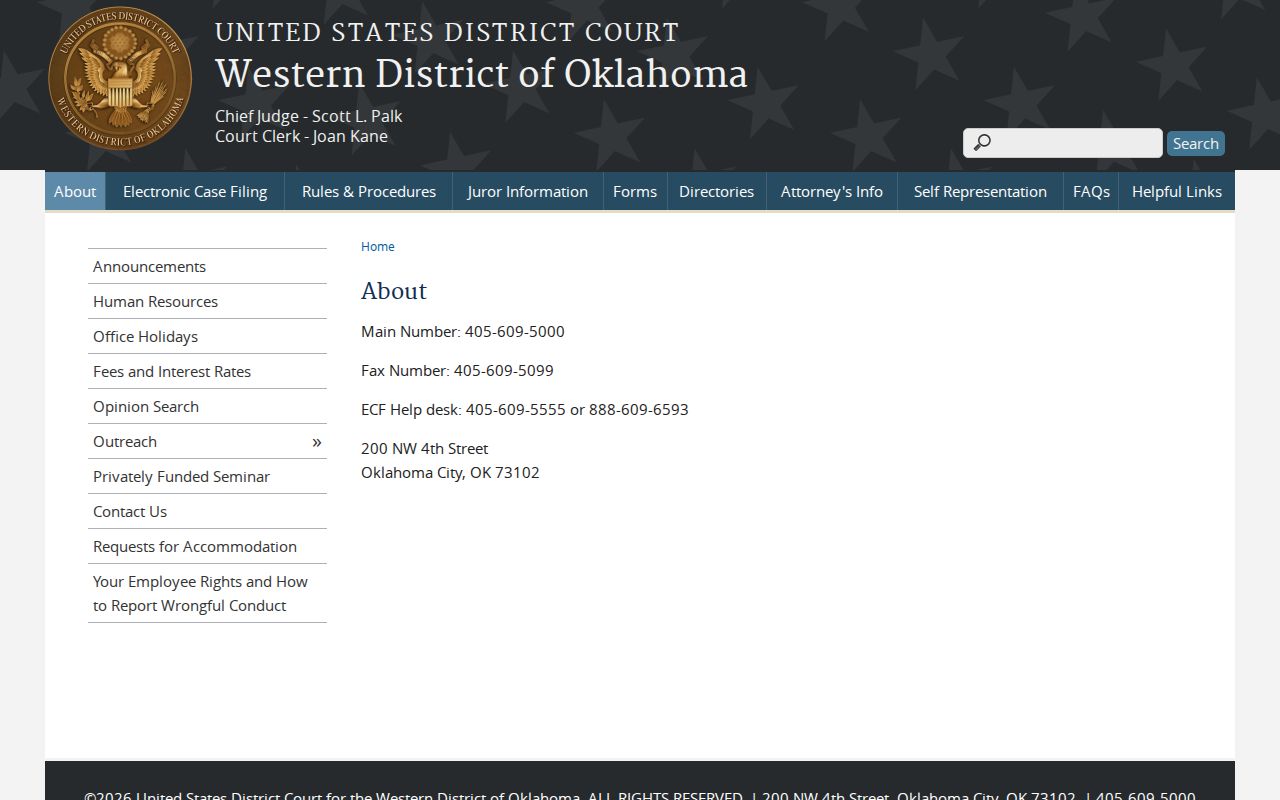 Western District of Oklahoma federal court route for Roger Mills County records